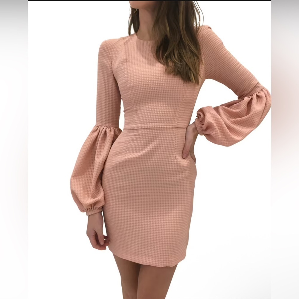 Rebecca Vallance Cocktail Party  Mini Dress Long Gather Sleeves Light Pink Sz 4